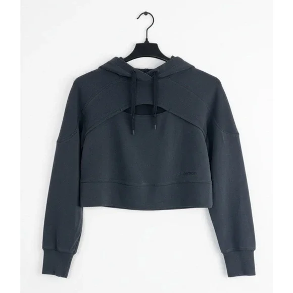 Lululemon Get Centred Crop Hoodie Black Size 4 Athletic Athleisure Vented Pocket - Picture 2 of 16